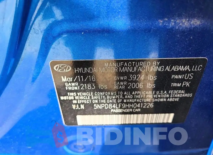 5NPD84LF9HH041226 Photo# 12