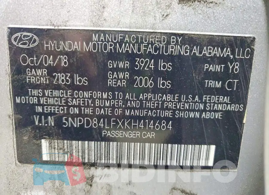 5NPD84LFXKH414684 Photo# 13