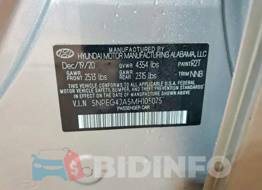 5NPEG4JA5MH105075 Photo# 13