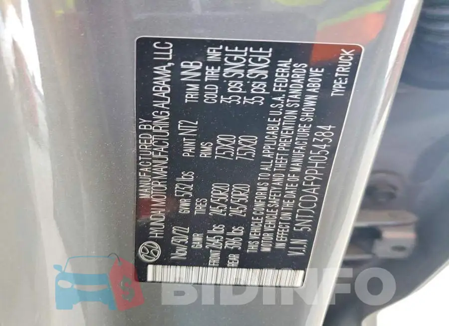 5NTJCDAF9PH054384 Photo# 12