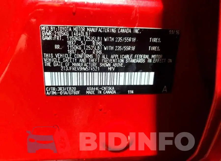 2T3JFREV9HW574521 Photo# 14