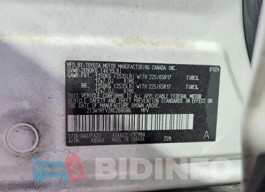 2T3W1RFV2RC268086 Photo# 13