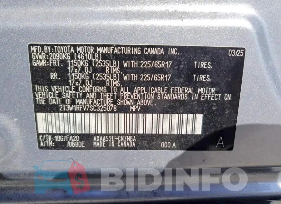 2T3W1RFV7SC325078 Photo# 14