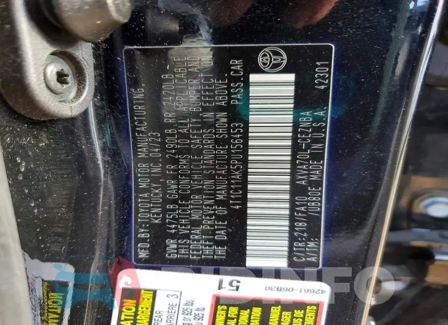 4T1C11AK5PU156453 Photo# 12