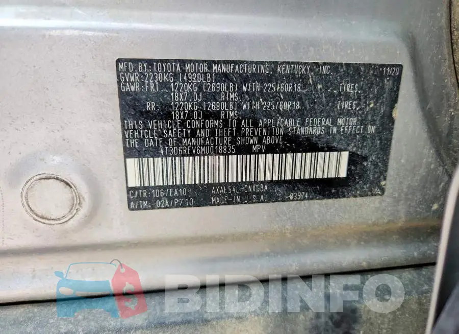 4T3D6RFV6MU018835 Photo# 14