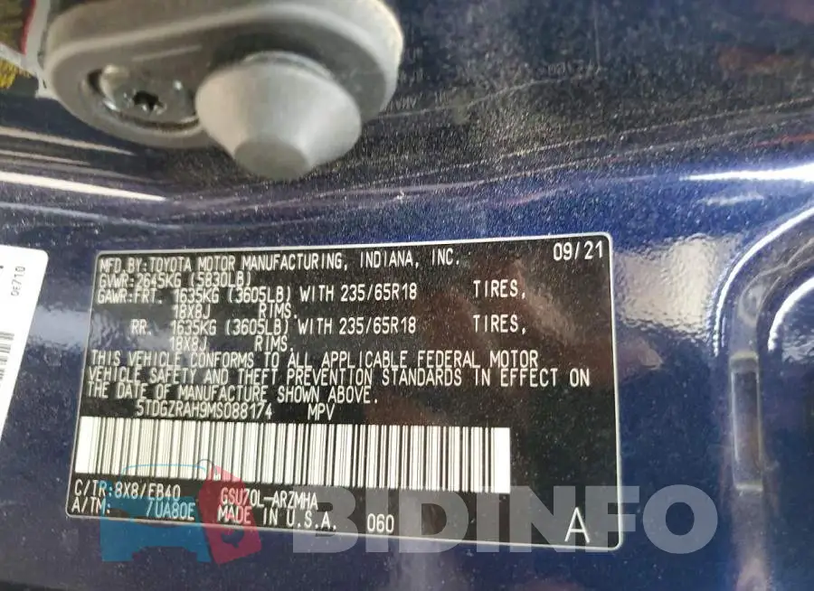 5TDGZRAH9MS088174 Photo# 13