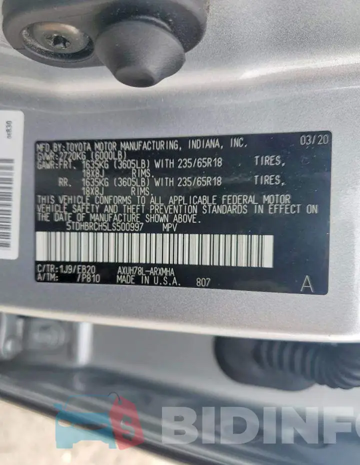 5TDHBRCH5LS500997 Photo# 13