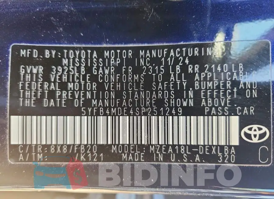 5YFB4MDE4SP251249 Photo# 13
