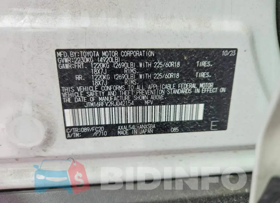 JTM16RFV2RJ042154 Photo# 13
