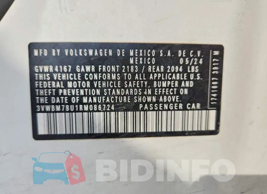 3VWBM7BU1RM086724 Photo# 12