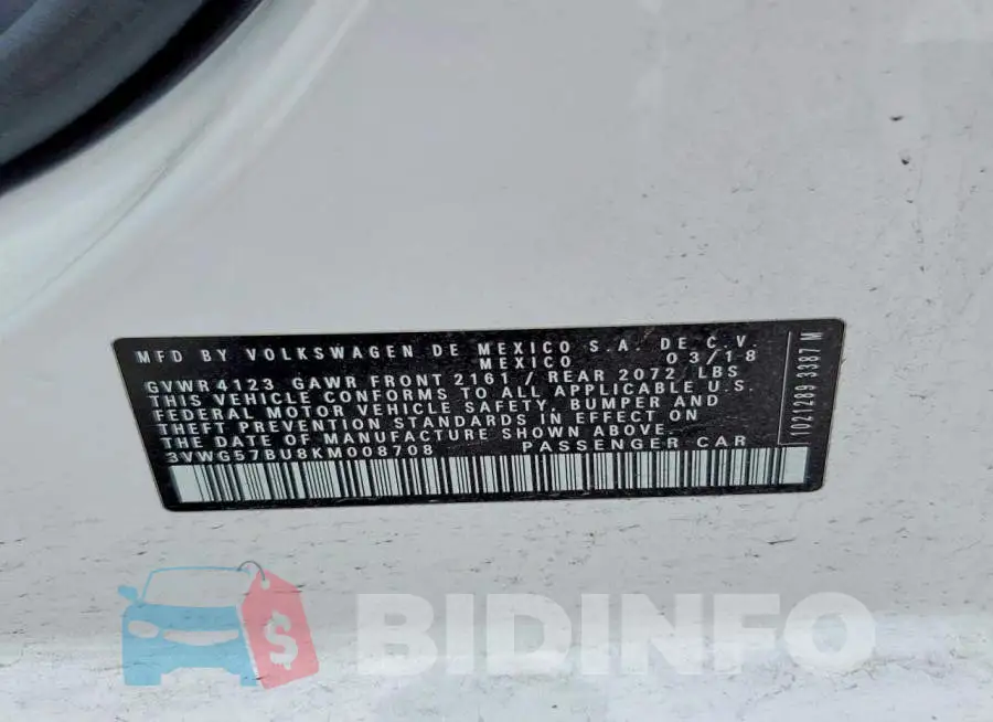 3VWG57BU8KM008708 Photo# 12