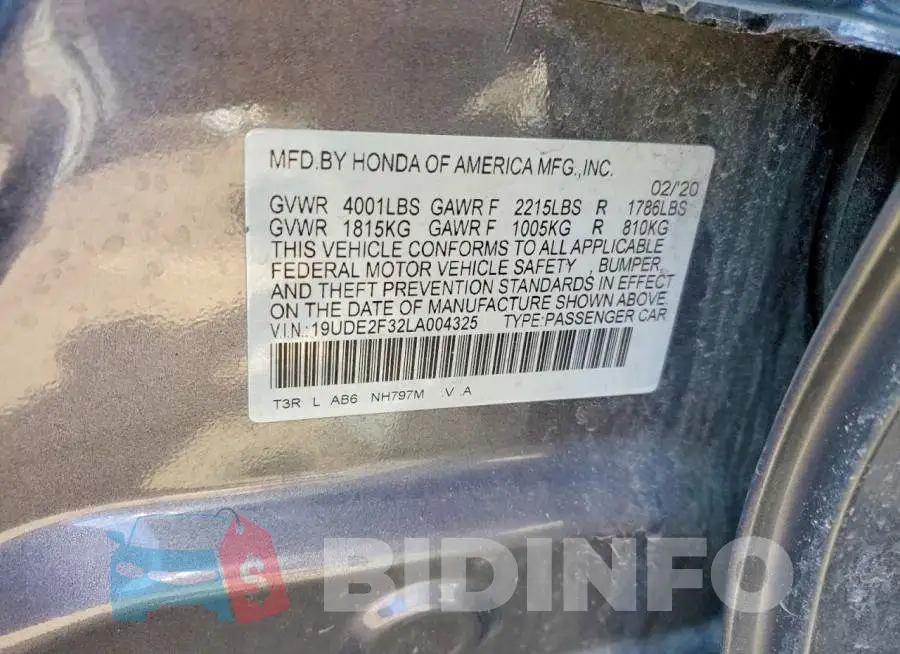 19UDE2F32LA004325 Photo# 12