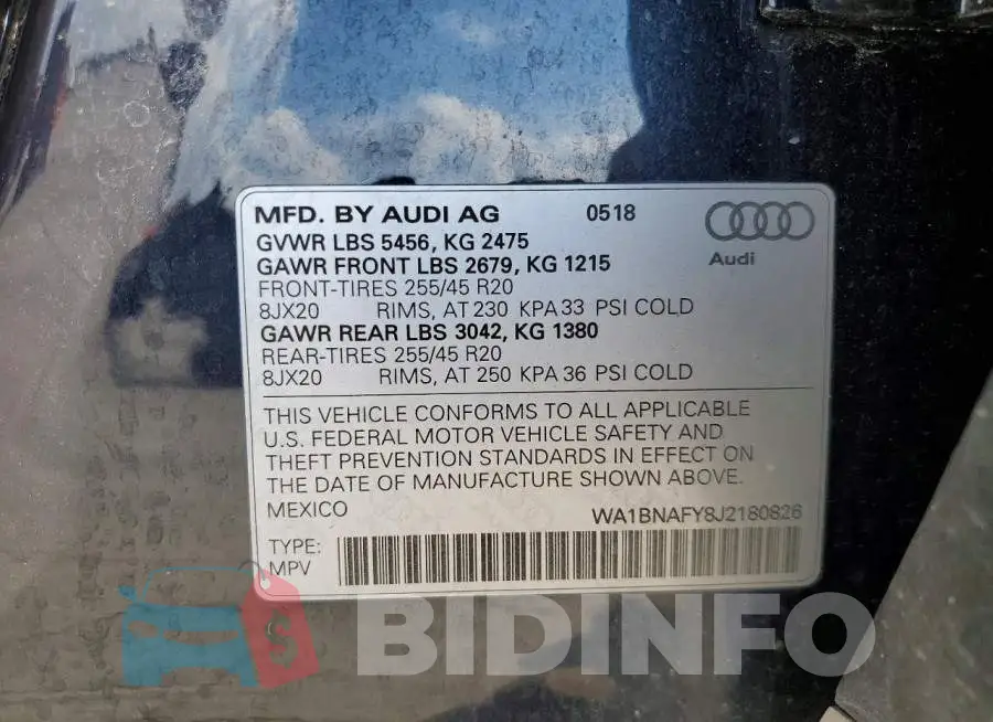 WA1BNAFY8J2180826 Photo# 14