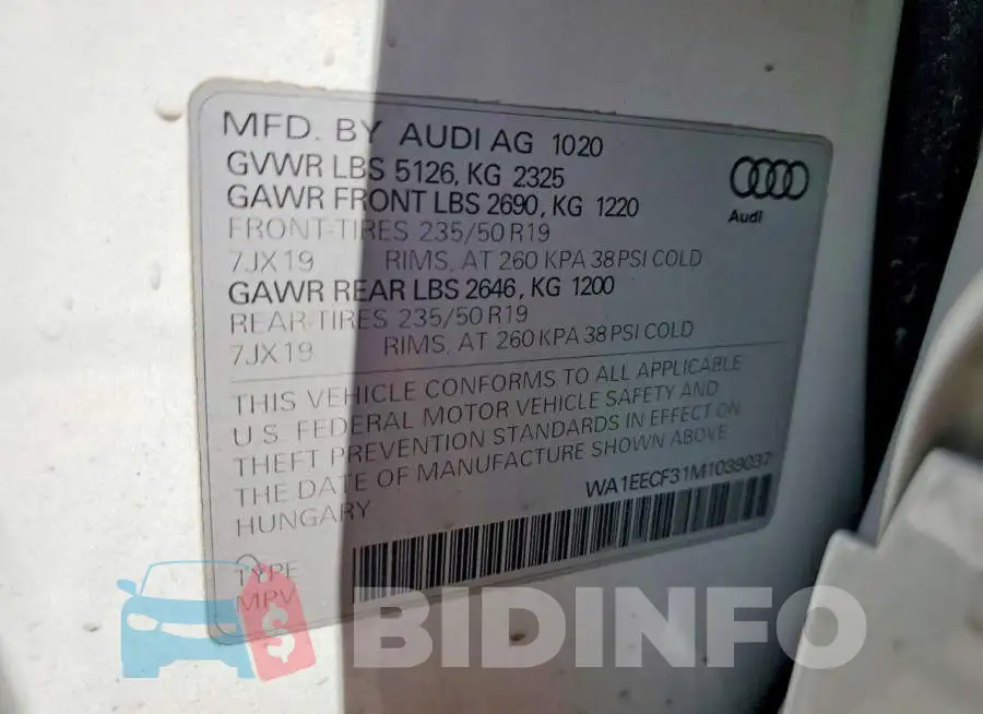 WA1EECF31M1039037 Photo# 14