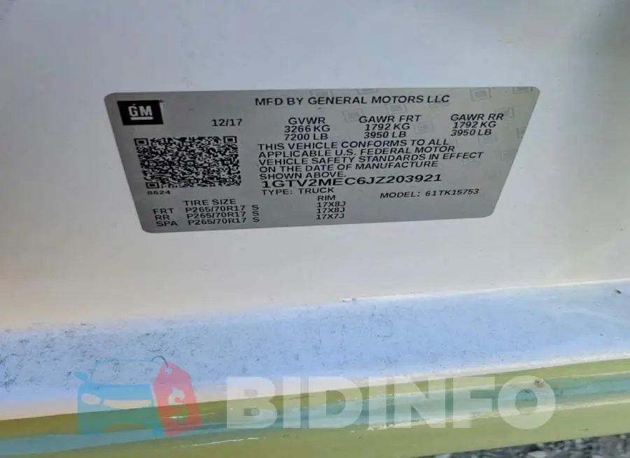 1GTV2MEC6JZ203921 Photo# 12