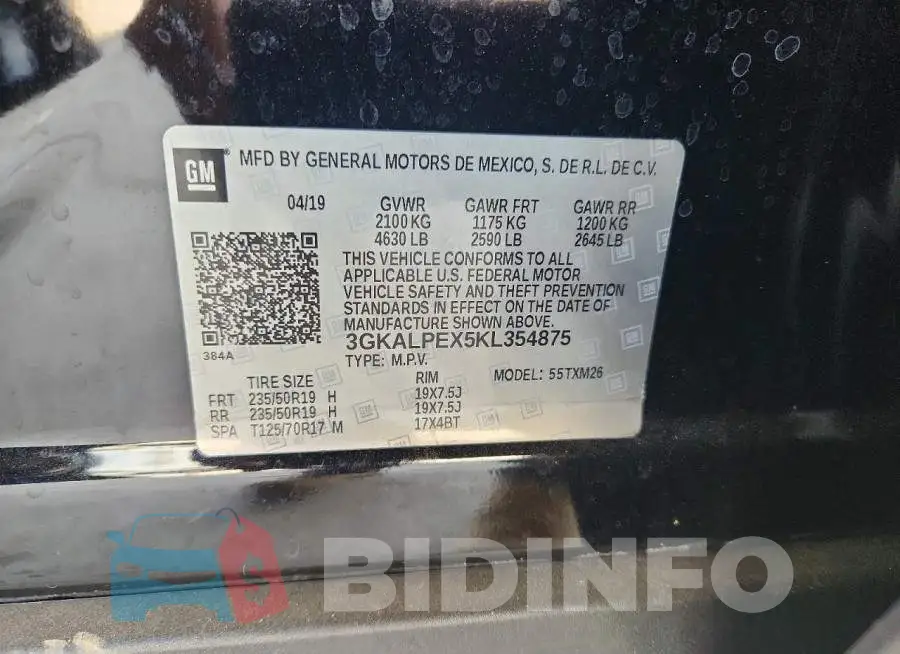 3GKALPEX5KL354875 Photo# 13