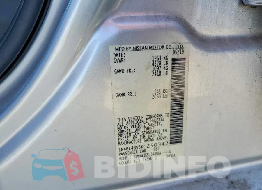 1N4BL4BV5KC250342 Photo# 13