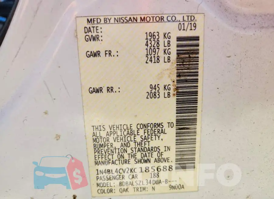 1N4BL4CV2KC185688 Photo# 12