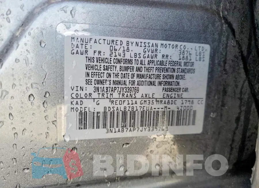 3N1AB7AP7JY339769 Photo# 13