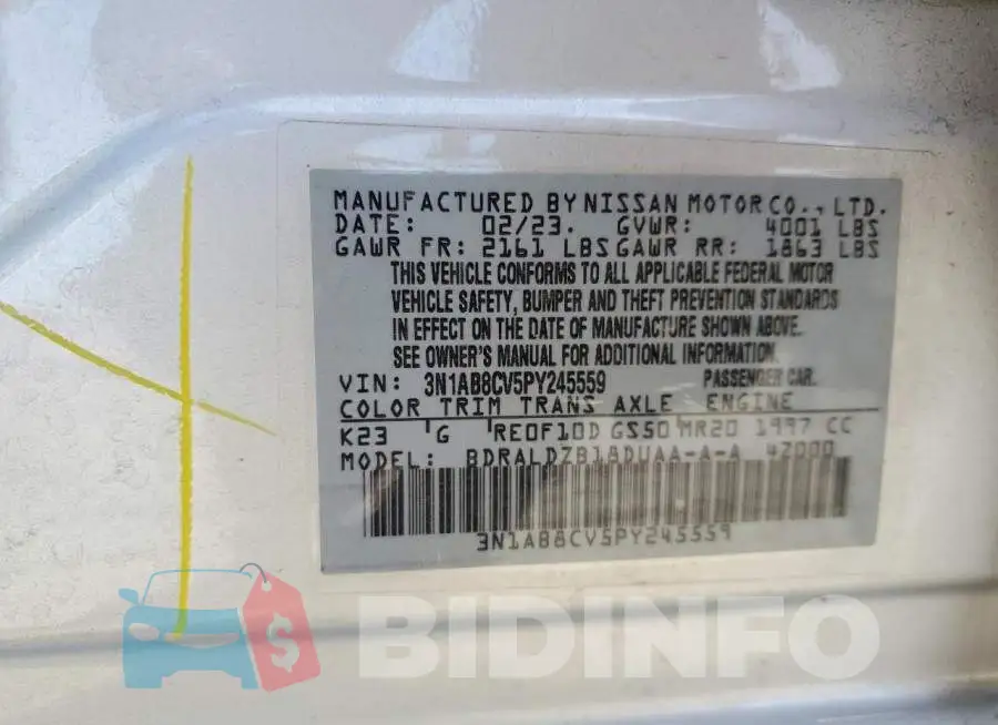 3N1AB8CV5PY245559 Photo# 12