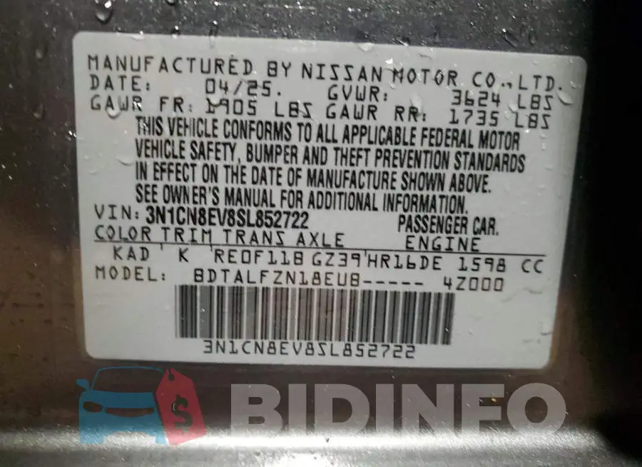 3N1CN8EV8SL852722 Photo# 13