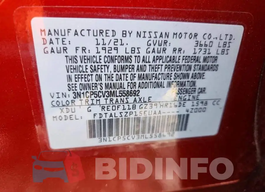 3N1CP5CV3ML558692 Photo# 13