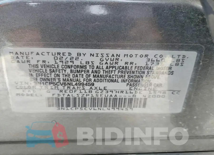 3N1CP5CV6NL499459 Photo# 14