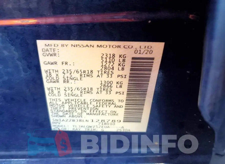 5N1AZ2BJ8LN128789 Photo# 13