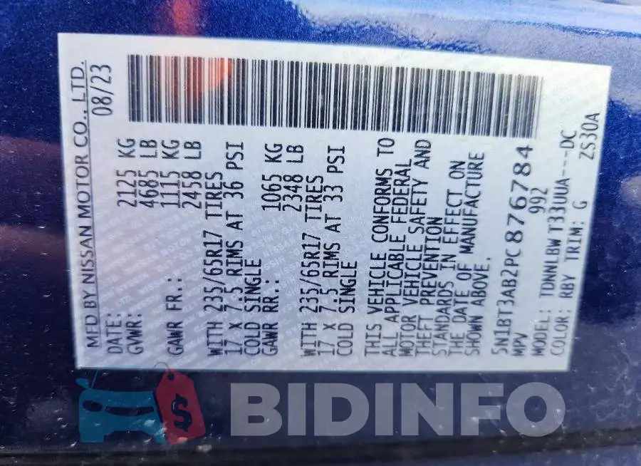 5N1BT3AB2PC876784 Photo# 13