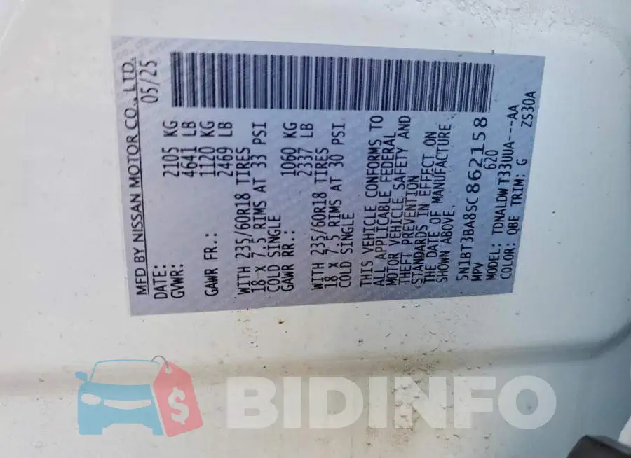 5N1BT3BA8SC862158 Photo# 13