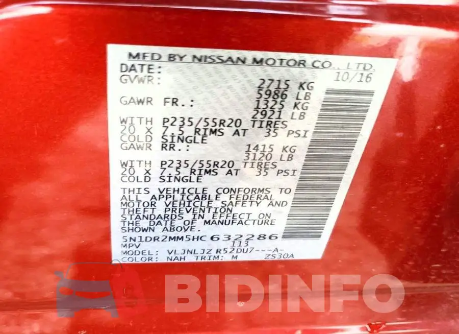 5N1DR2MM5HC632286 Photo# 13