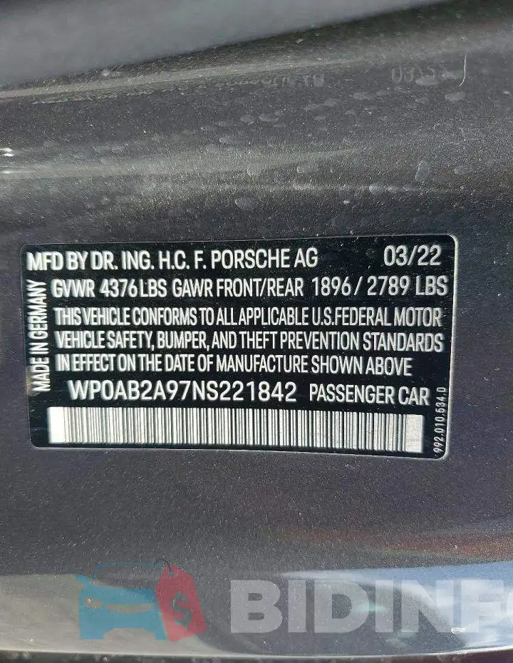 WP0AB2A97NS221842 Photo# 12