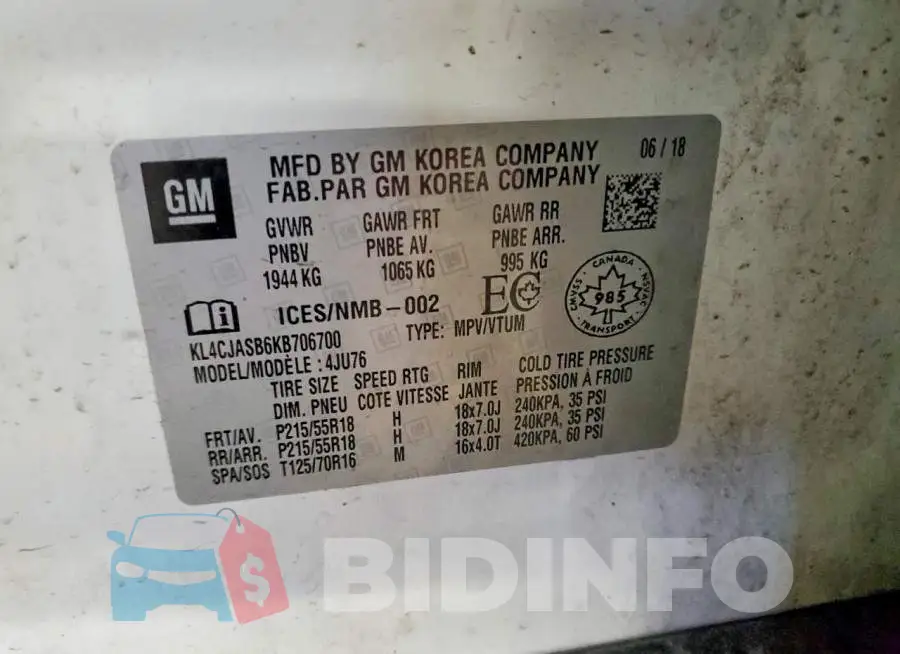 KL4CJASB6KB706700 Photo# 12