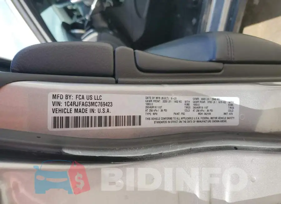 1C4RJFAG3MC769423 Photo# 14