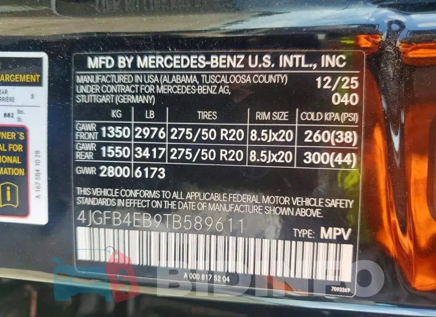 4JGFB4EB9TB589611 Photo# 13
