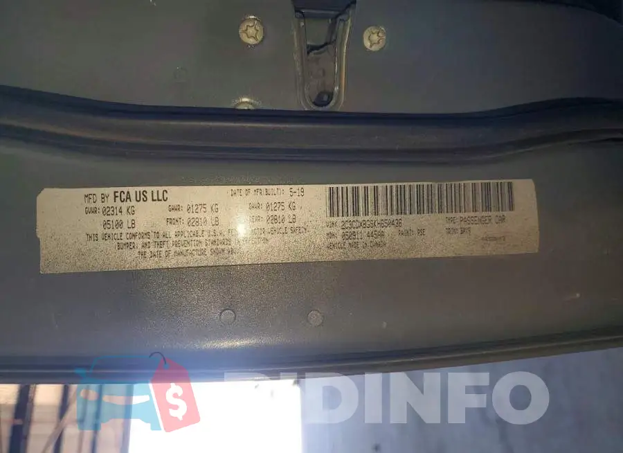 2C3CDXBG9KH650436 Photo# 12