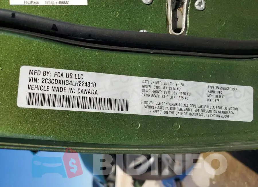2C3CDXHG4LH224310 Photo# 12