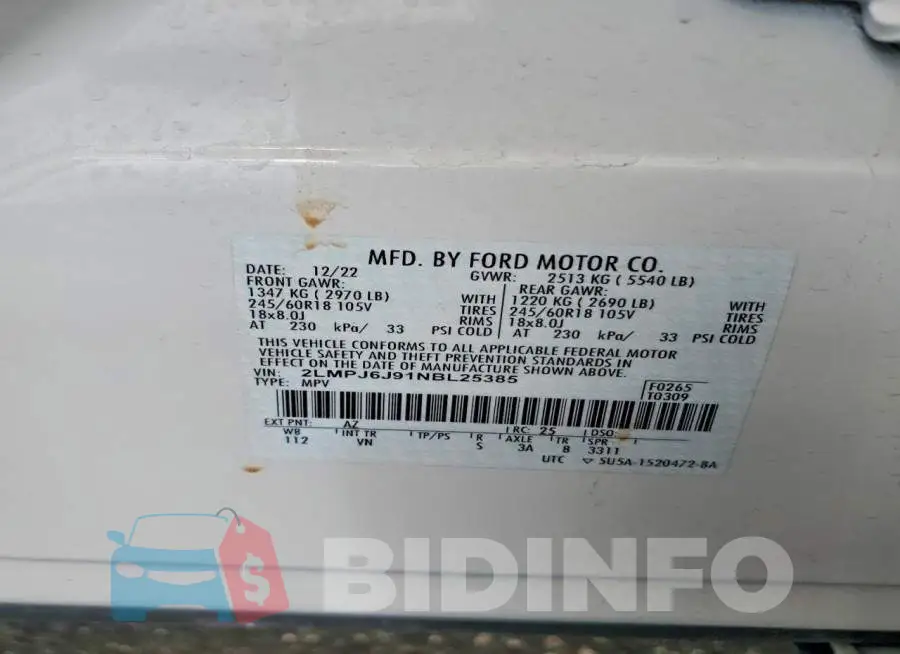 2LMPJ6J91NBL25385 Photo# 13