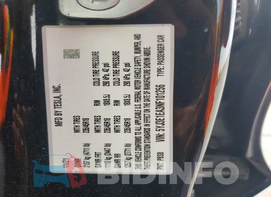 5YJ3E1EA3NF101256 Photo# 12