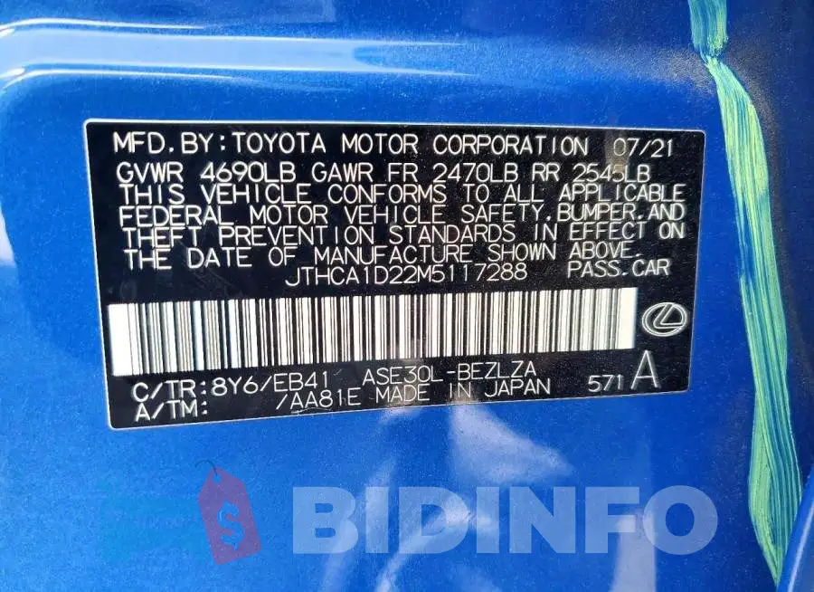 JTHCA1D22M5117288 Photo# 12
