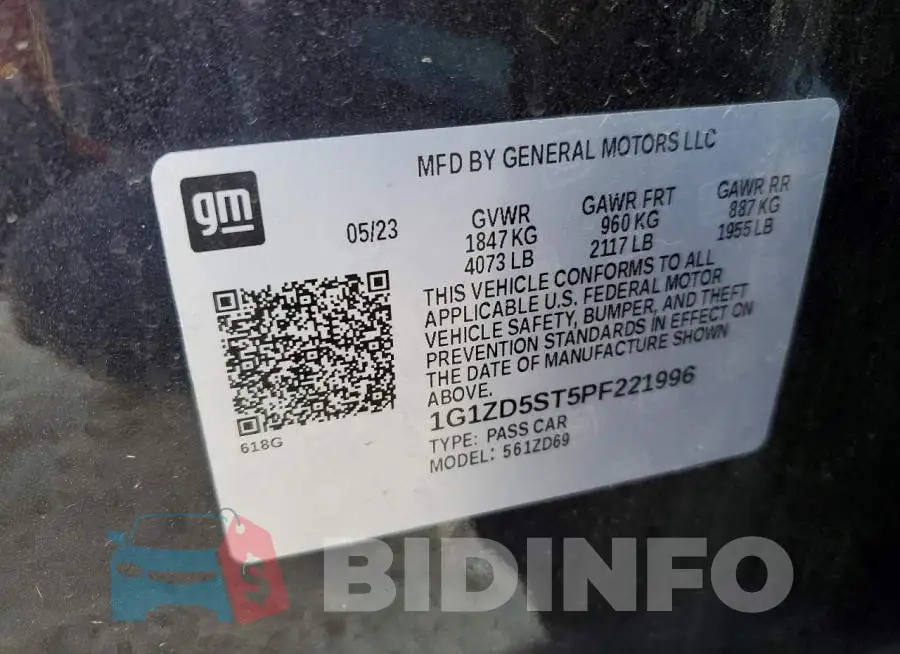 1G1ZD5ST5PF221996 Photo# 12