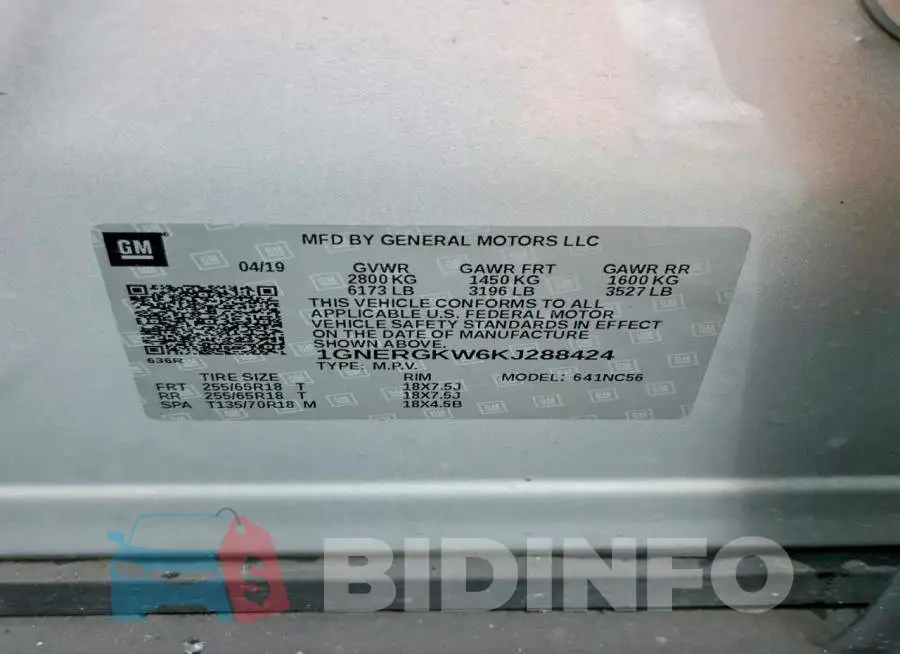 1GNERGKW6KJ288424 Photo# 14