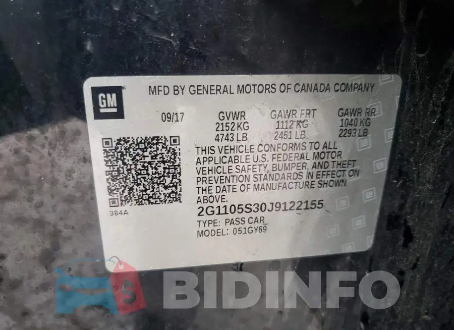 2G1105S30J9122155 Photo# 12