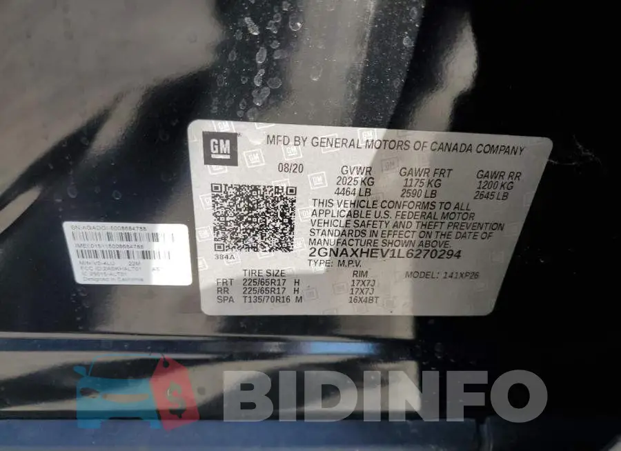 2GNAXHEV1L6270294 Photo# 13