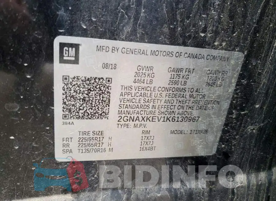 2GNAXKEV1K6130967 Photo# 13