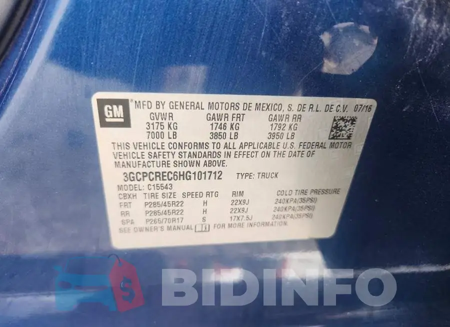 3GCPCREC6HG101712 Photo# 13