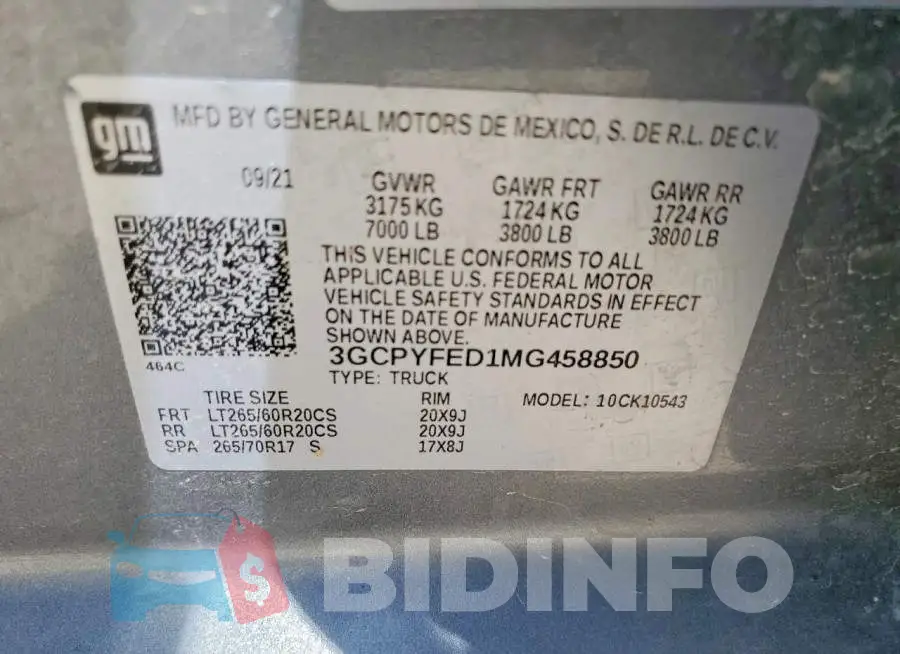 3GCPYFED1MG458850 Photo# 13