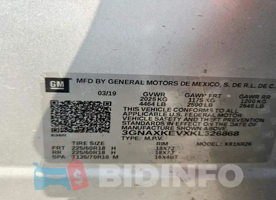 3GNAXKEVXKL326868 Photo# 13