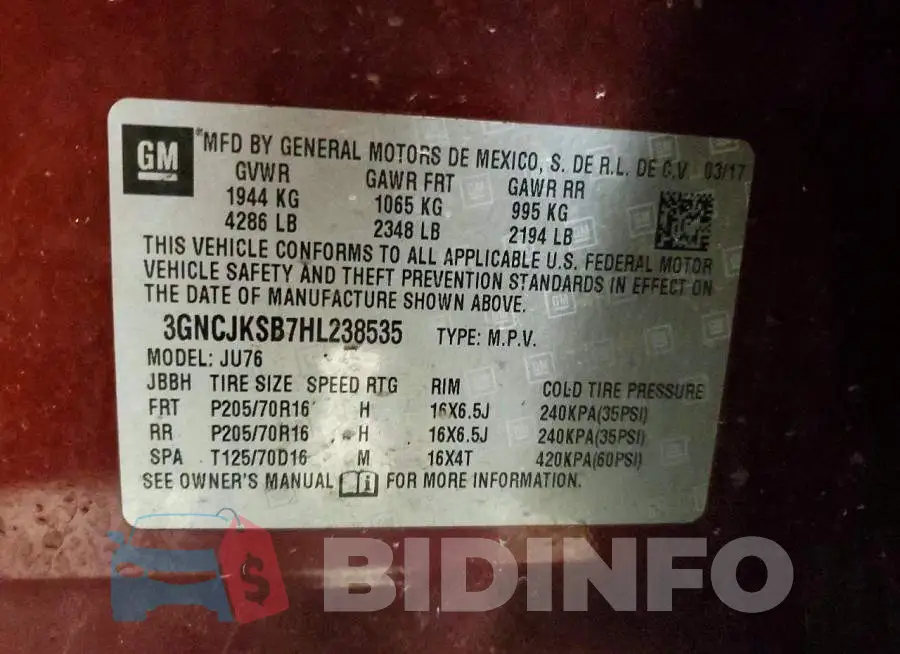 3GNCJKSB7HL238535 Photo# 14
