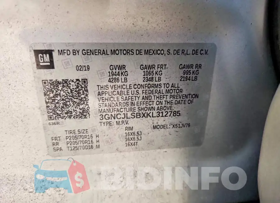 3GNCJLSBXKL312785 Photo# 14